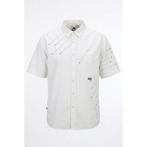 Mecca XXL White Button Up Shirt Men's Short Sleeve 100% Cotton Streetwear Embroi